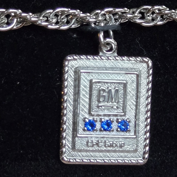 Sapphire 10k white gold charm & 12k rope bracelet GM motors 15year gift - Picture 9 of 11